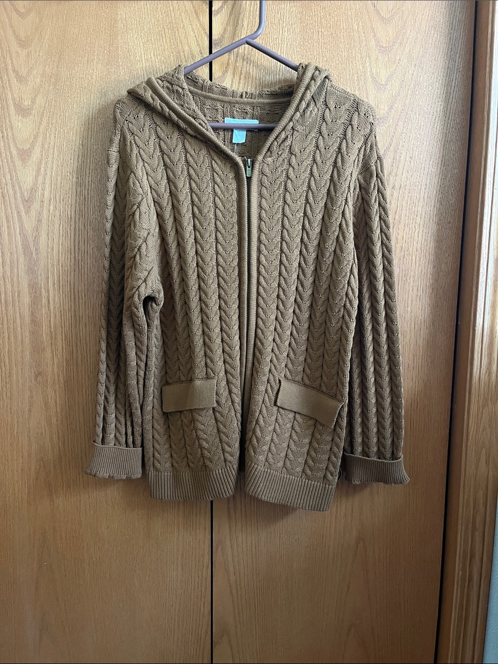 cable knit zip hoodie